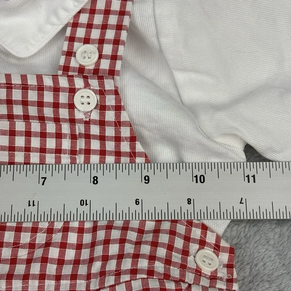 Vintage Sophie Dess Baby Boy  2 pc Romper 18M Red Check White Shirt Classic